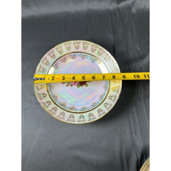 4X Fine China/Bohemian Porcelain Formalities Roses Plate Set Iridescent vintage - Picture 14 of 15